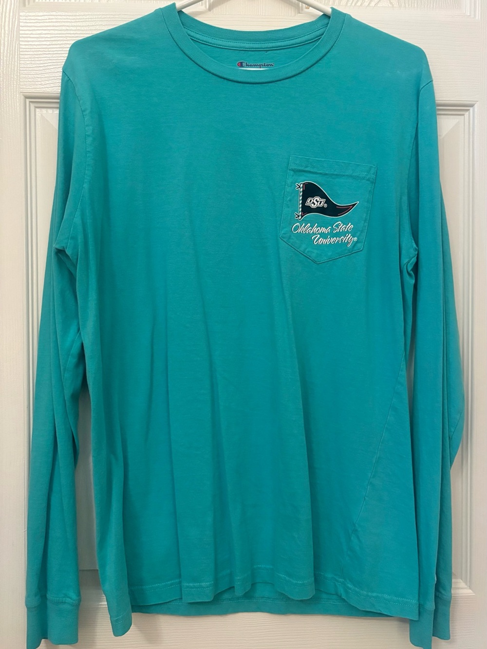 Teal Long Sleeve Oklahoma State Pocket Tee